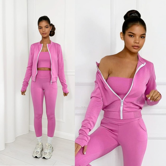 trzyczęściowy komplet różowy z masełka