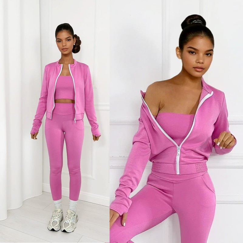 trzyczęściowy komplet różowy z masełka