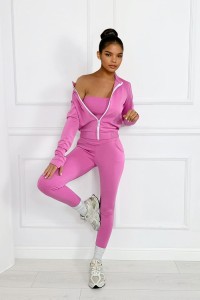 trzyczęściowy komplet różowy z masełka