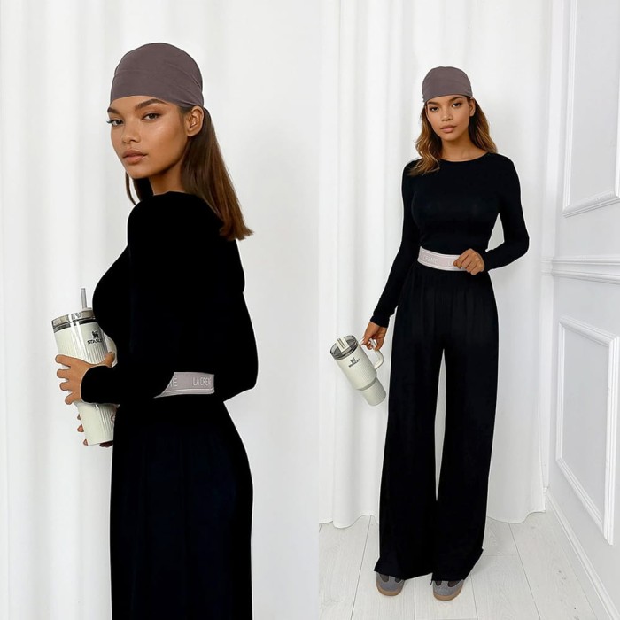 komplet z wiskozy czarny