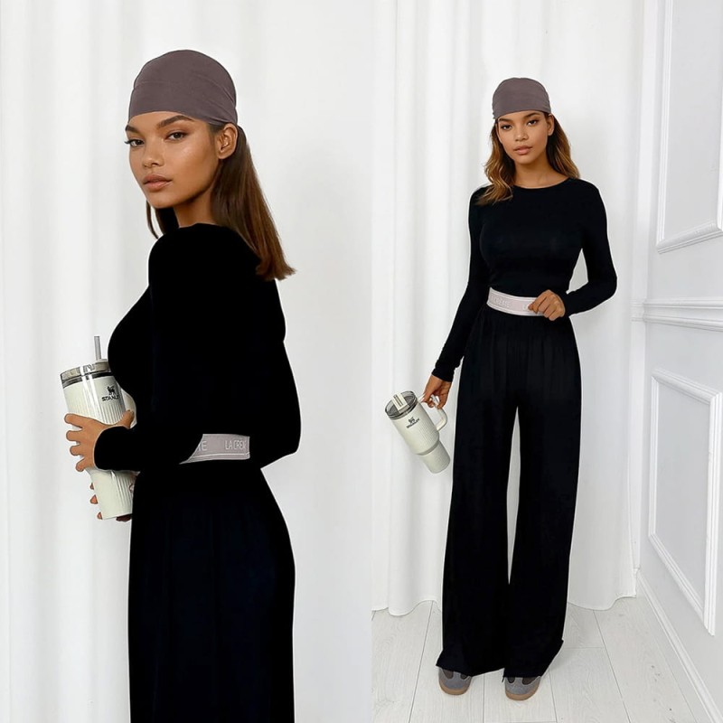 komplet z wiskozy czarny