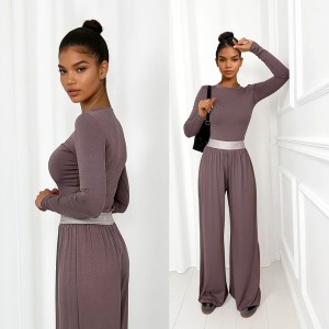 komplet z wiskozy mocca brazowy