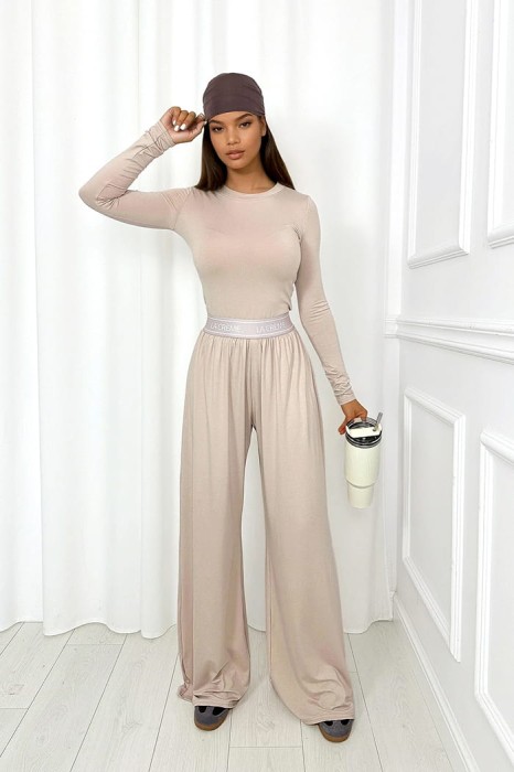 beżowy komplet z wiskozy