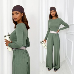 oliwkowy komplet z wiskozy