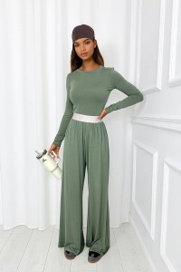 oliwkowy komplet z wiskozy