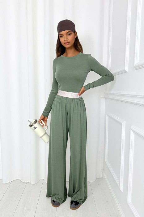 oliwkowy komplet z wiskozy