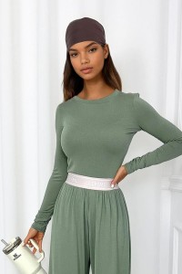 oliwkowy komplet z wiskozy