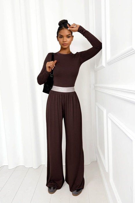 czekoladowy brazowy komplet z wiskozy