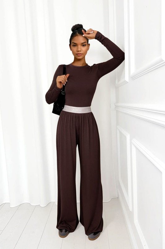 czekoladowy brazowy komplet z wiskozy