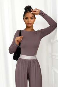 komplet z wiskozy mocca brazowy