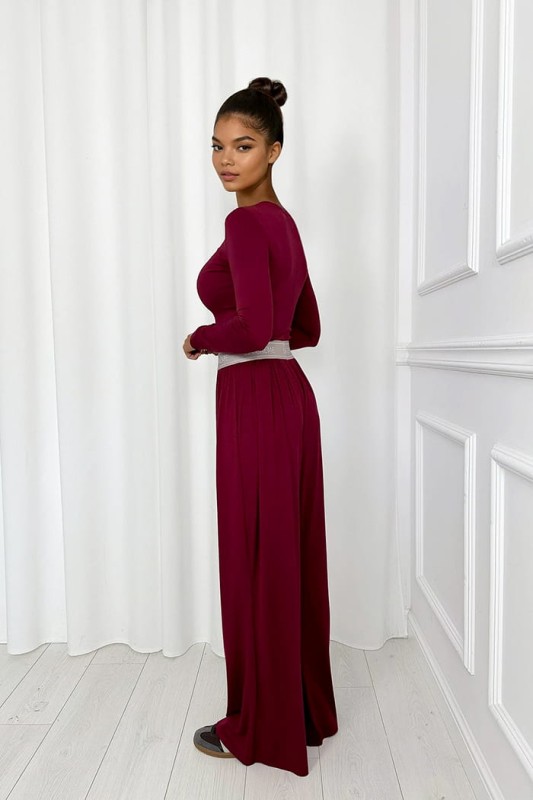 komplet z wiskozy bordowy