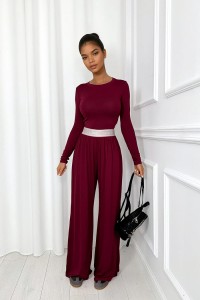 komplet z wiskozy bordowy