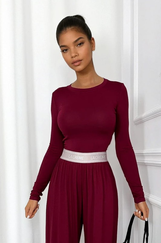 komplet z wiskozy bordowy