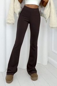 legginsy flare dzwony damskie brązowe