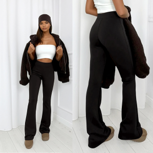 legginsy flare dzwony damskie czarne