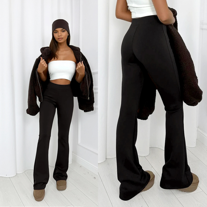 legginsy flare dzwony damskie czarne