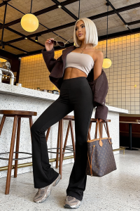 czarne  legginsy flare dzwony damskie