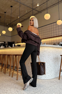 czarne  legginsy flare dzwony damskie
