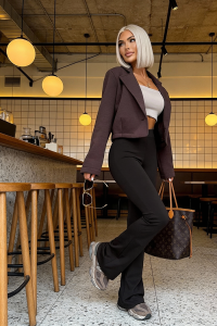czarne  legginsy flare dzwony damskie