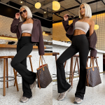 Czarne modelujące spodnie flare Dream Fit Regular