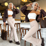 Modelujące spodnie flare Dream Fit Regular Latte